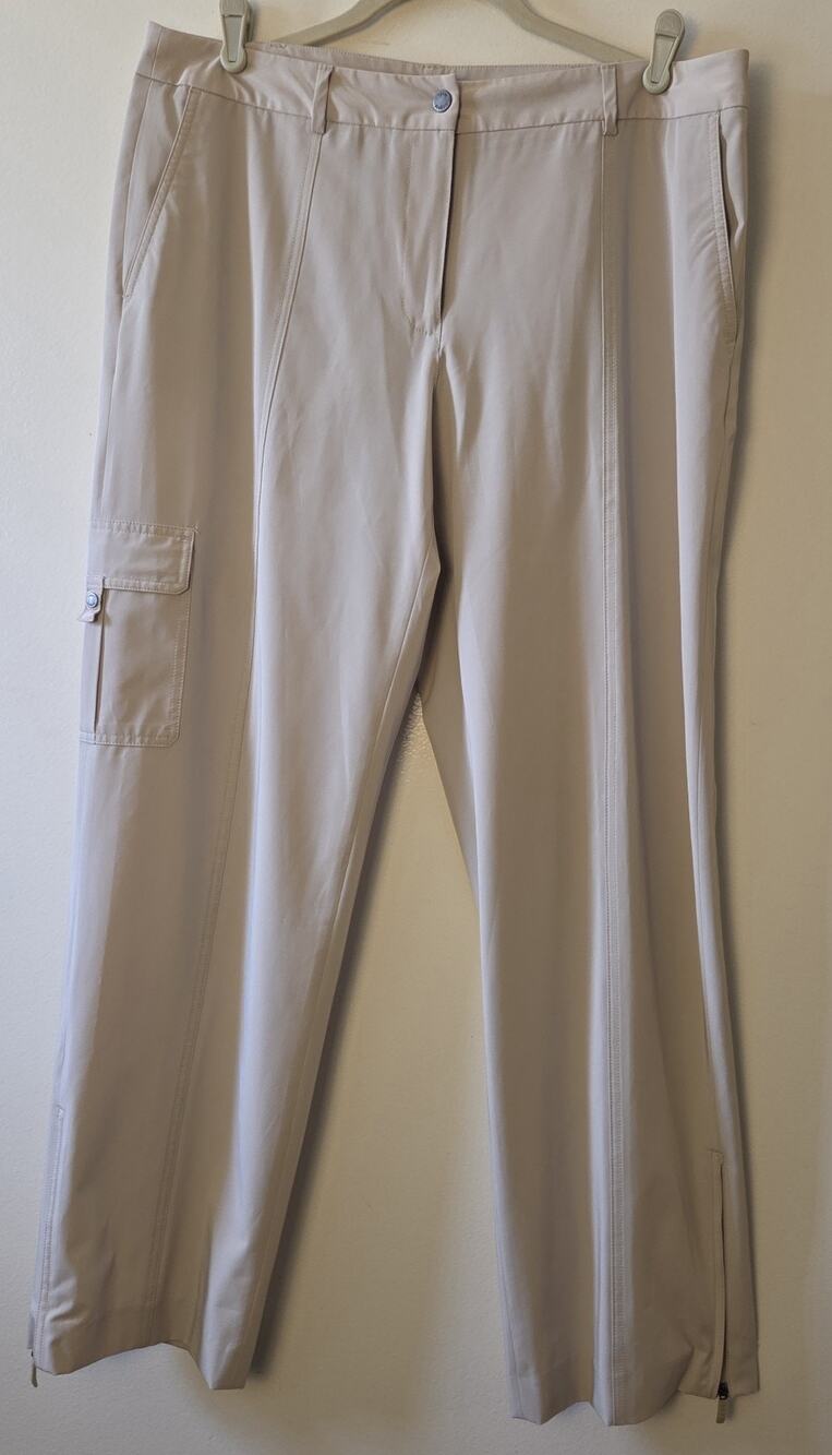 Liz Golf Women's Sz 14 Cargo Golf Pants Beige Khaki Ankle Zip Straight Leg